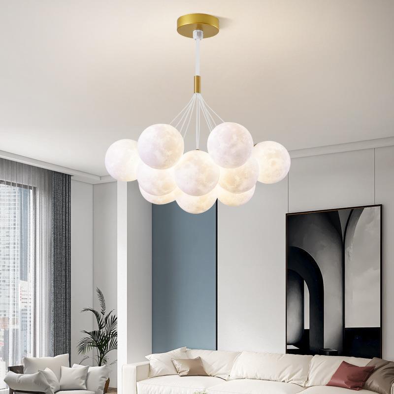 Contemporary Branch Bubbles Iron Resin Chandelier 7/13 Light for Living Room