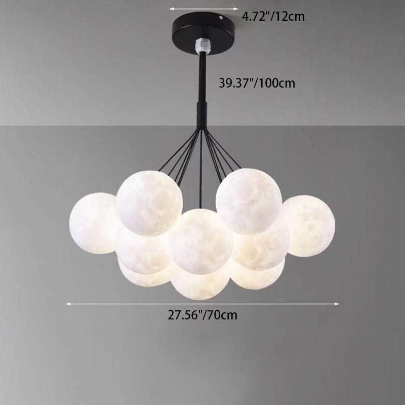Contemporary Branch Bubbles Iron Resin Chandelier 7/13 Light for Living Room