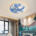 Contemporary Moon Earth Semicircle LED Flush Mount Ceiling Light for Bedroom