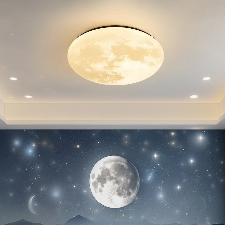 Contemporary Moon Earth Semicircle LED Flush Mount Ceiling Light for Bedroom