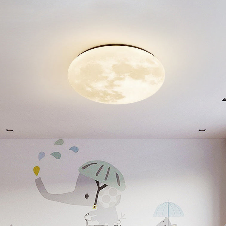 Contemporary Moon Earth Semicircle LED Flush Mount Ceiling Light for Bedroom