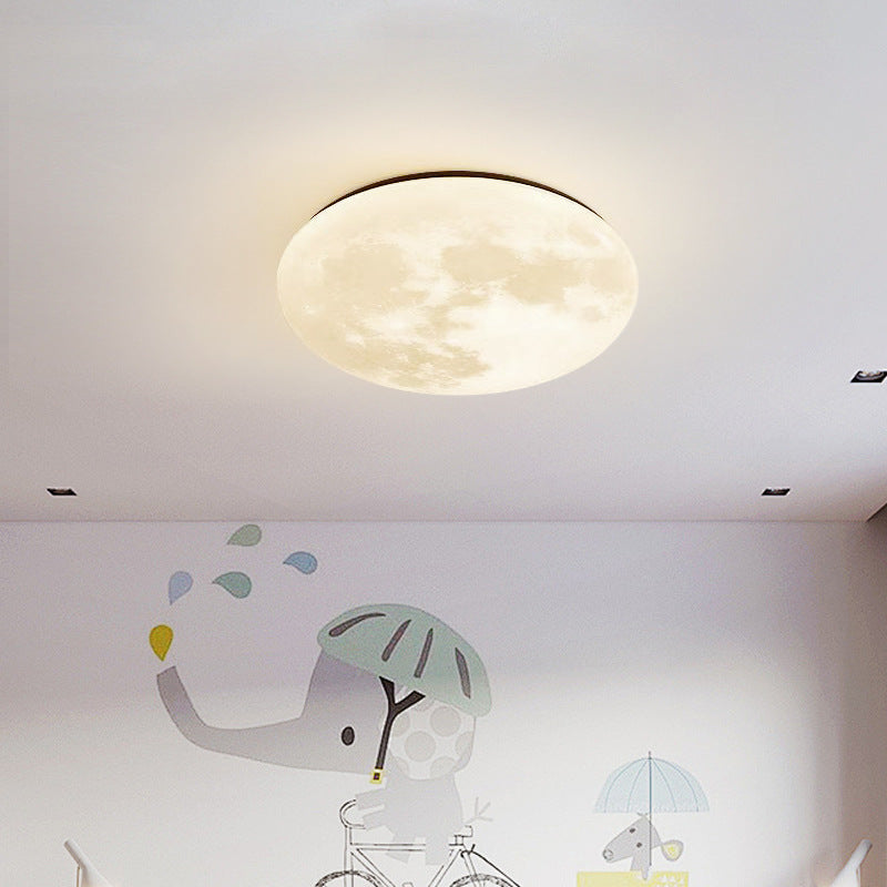 Contemporary Moon Earth Semicircle LED Flush Mount Ceiling Light for Bedroom