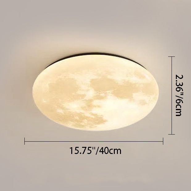 Contemporary Moon Earth Semicircle LED Flush Mount Ceiling Light for Bedroom