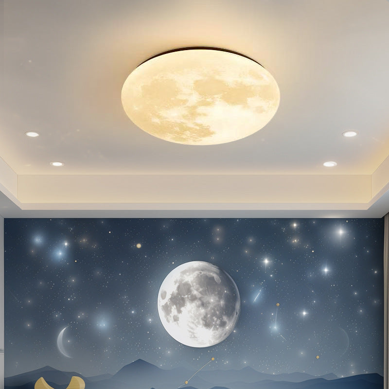 Contemporary Moon Earth Semicircle LED Flush Mount Ceiling Light for Bedroom