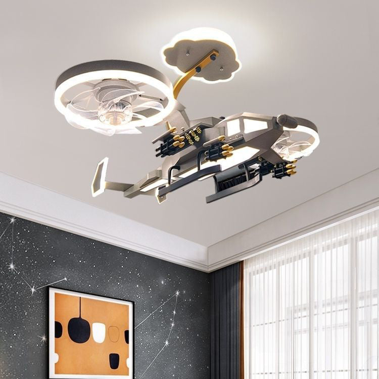 Contemporary Kids Airplane Acrylic LED Ceiling Fan Light for Bedroom 

Illuminate your child's room with this stylish and fun airplane-themed ceiling fan light. Featuring a modern design, the acrylic construction provides a bright and energy-efficient LED