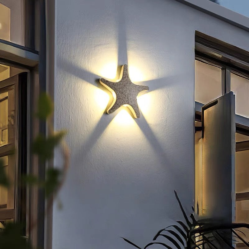 Contemporary Starfish LED Outdoor Wall Sconce - Waterproof Die-Cast Aluminum & Acrylic Patio Lamp