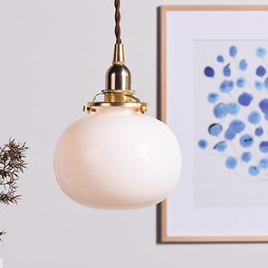 Vintage Oval Copper Pendant Light for Bedroom - 1-Light Traditional Design