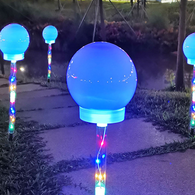 Contemporary Industrial Globe Solar LED Lawn Light - Waterproof Outdoor Patio Insert