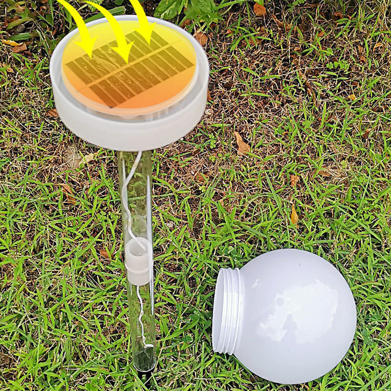 Contemporary Industrial Globe Solar LED Lawn Light - Waterproof Outdoor Patio Insert