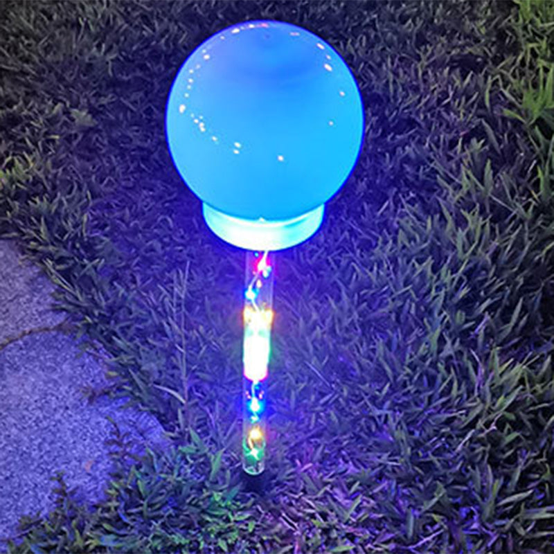 Contemporary Industrial Globe Solar LED Lawn Light - Waterproof Outdoor Patio Insert