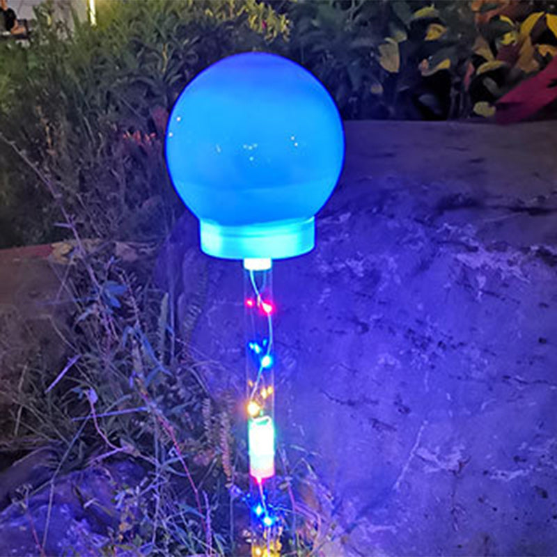 Contemporary Industrial Globe Solar LED Lawn Light - Waterproof Outdoor Patio Insert