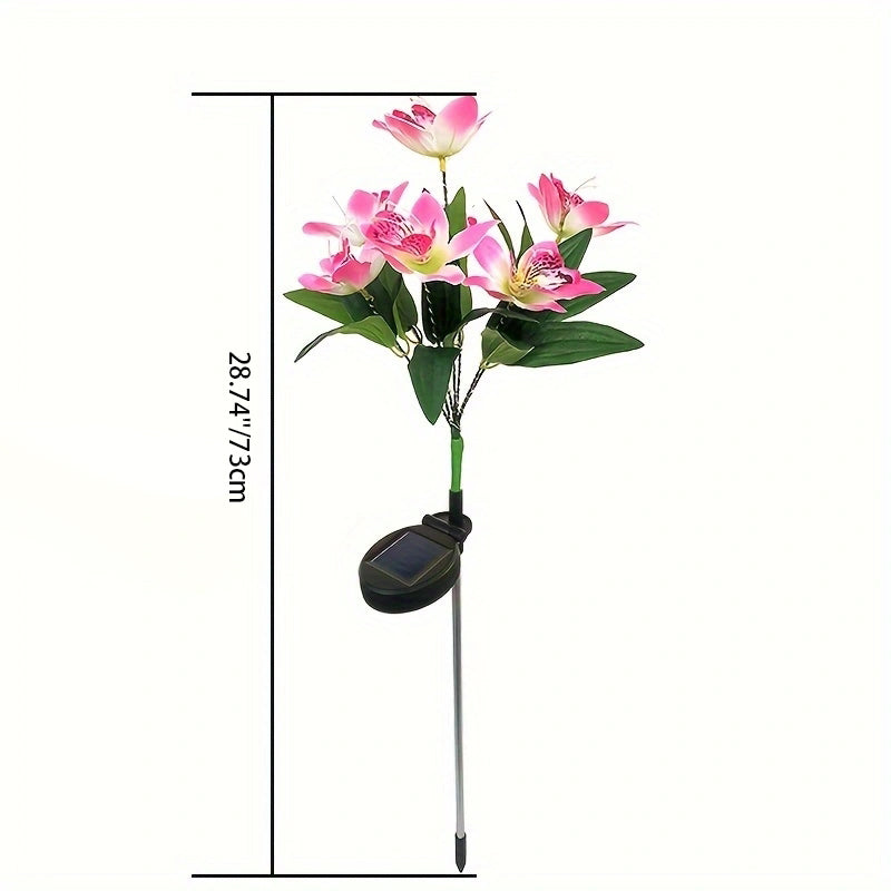 Contemporary Solar LED Orchid Flower Light - Waterproof Lawn Insert for Outdoor Patio Decor