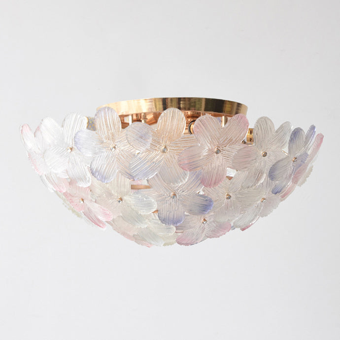 Modern Art Deco 6-Light Semi-Flush Mount Petal Glass Ceiling Light for Living Room