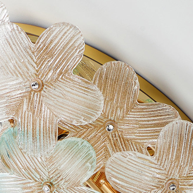 Modern Art Deco 6-Light Semi-Flush Mount Petal Glass Ceiling Light for Living Room