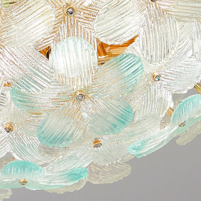 Modern Art Deco 6-Light Semi-Flush Mount Petal Glass Ceiling Light for Living Room