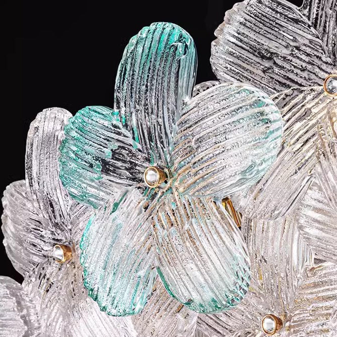 Modern Art Deco 6-Light Semi-Flush Mount Petal Glass Ceiling Light for Living Room