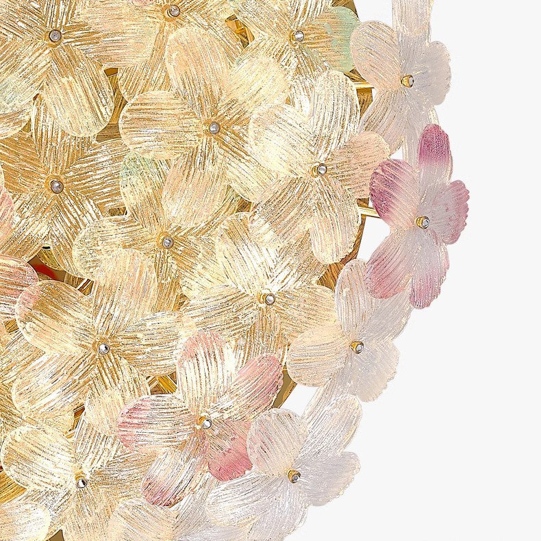 Modern Art Deco 6-Light Semi-Flush Mount Petal Glass Ceiling Light for Living Room
