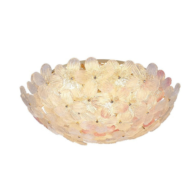 Modern Art Deco 6-Light Semi-Flush Mount Petal Glass Ceiling Light for Living Room