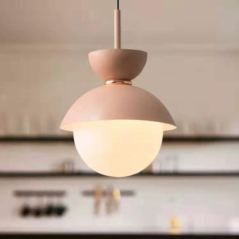 Contemporary Scandinavian Aluminum Globe Pendant Light - 1-Light Glass Shade for Dining Room