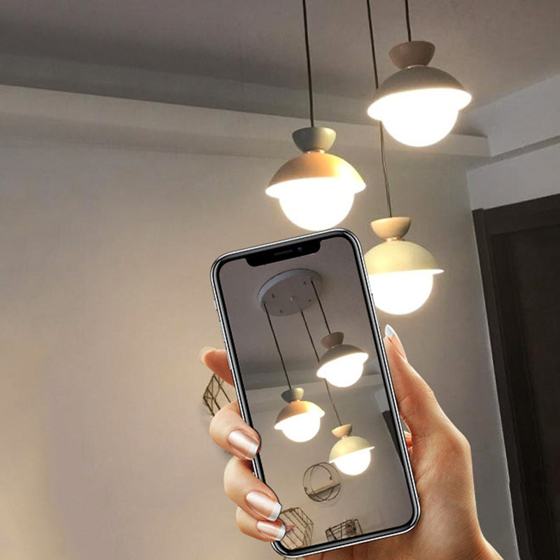 Contemporary Scandinavian Aluminum Globe Pendant Light - 1-Light Glass Shade for Dining Room