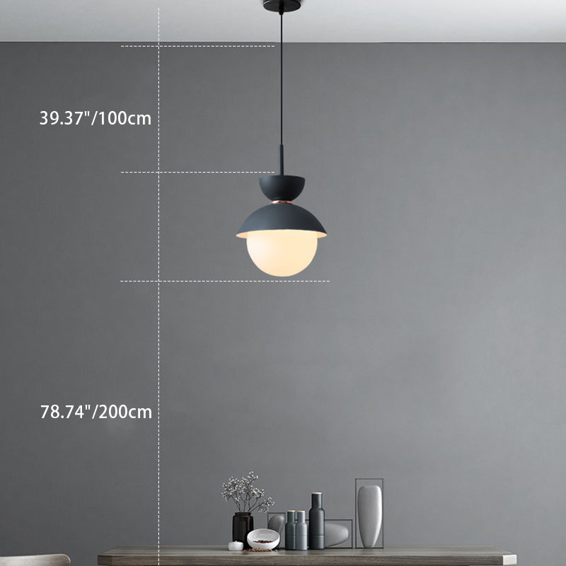 Contemporary Scandinavian Aluminum Globe Pendant Light - 1-Light Glass Shade for Dining Room