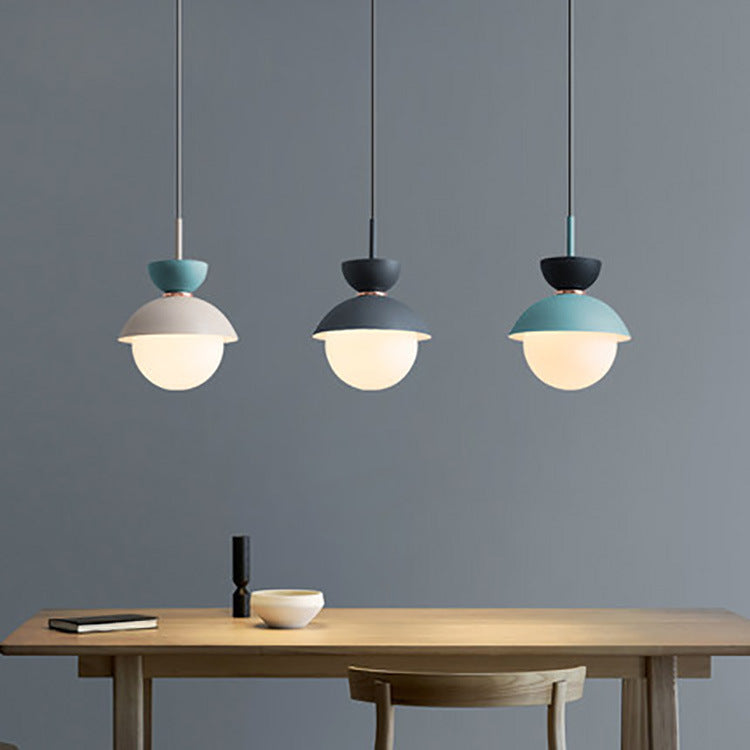 Contemporary Scandinavian Aluminum Globe Pendant Light - 1-Light Glass Shade for Dining Room