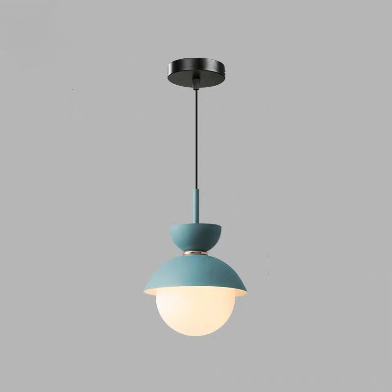 Contemporary Scandinavian Aluminum Globe Pendant Light - 1-Light Glass Shade for Dining Room