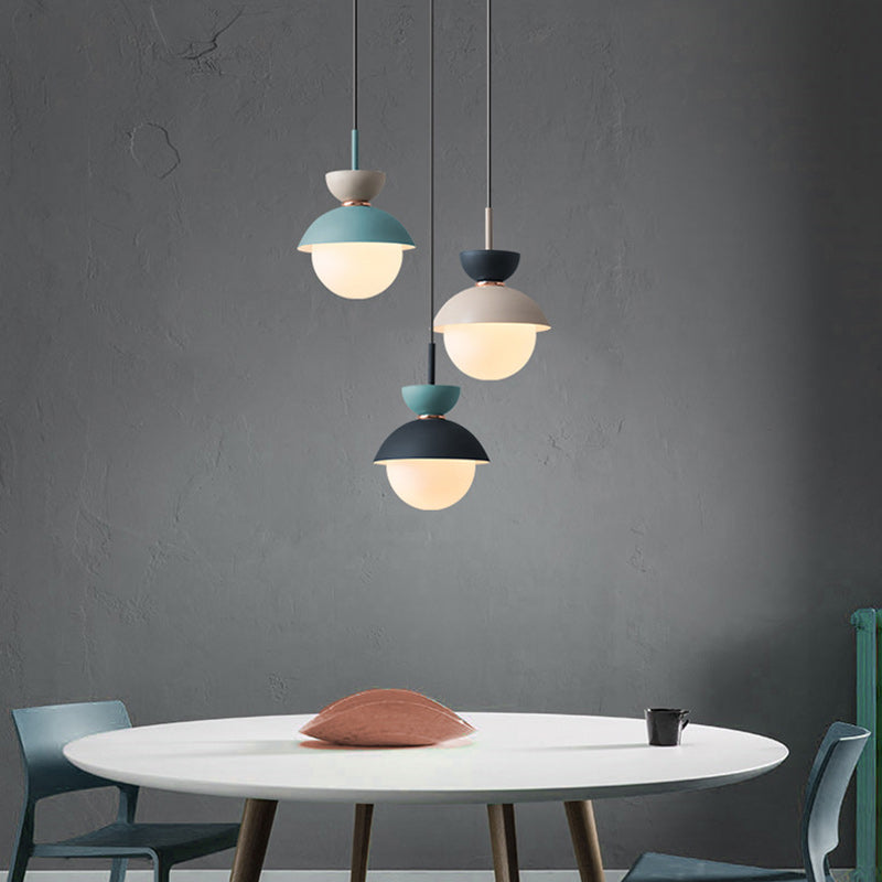Contemporary Scandinavian Aluminum Globe Pendant Light - 1-Light Glass Shade for Dining Room