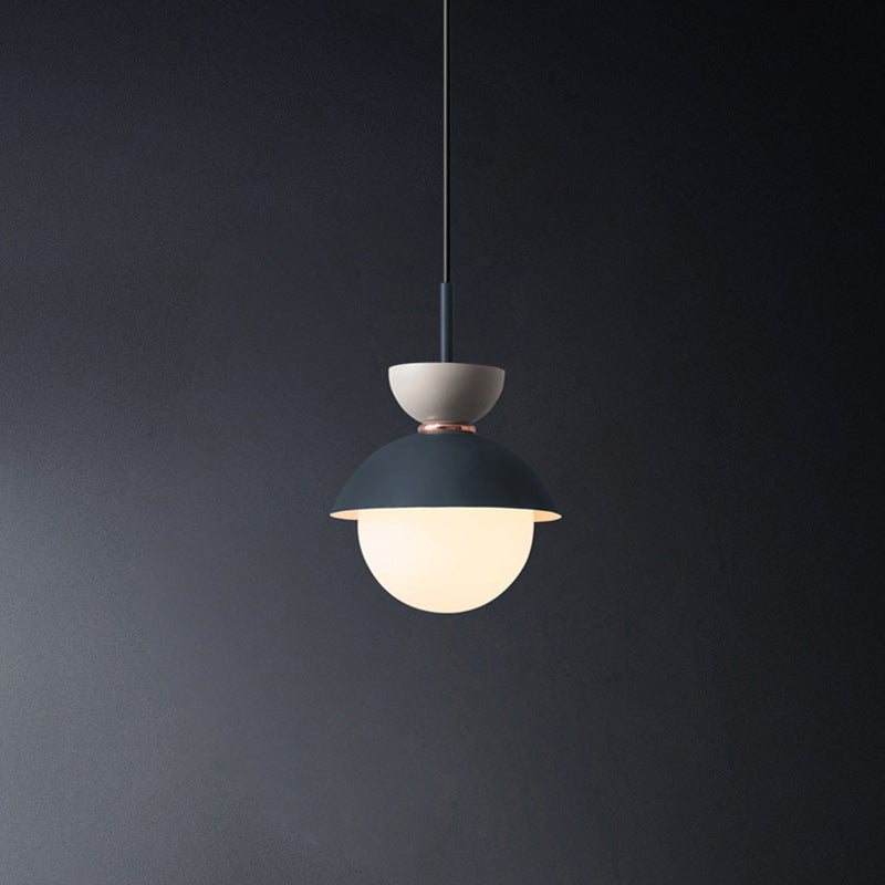 Contemporary Scandinavian Aluminum Globe Pendant Light - 1-Light Glass Shade for Dining Room