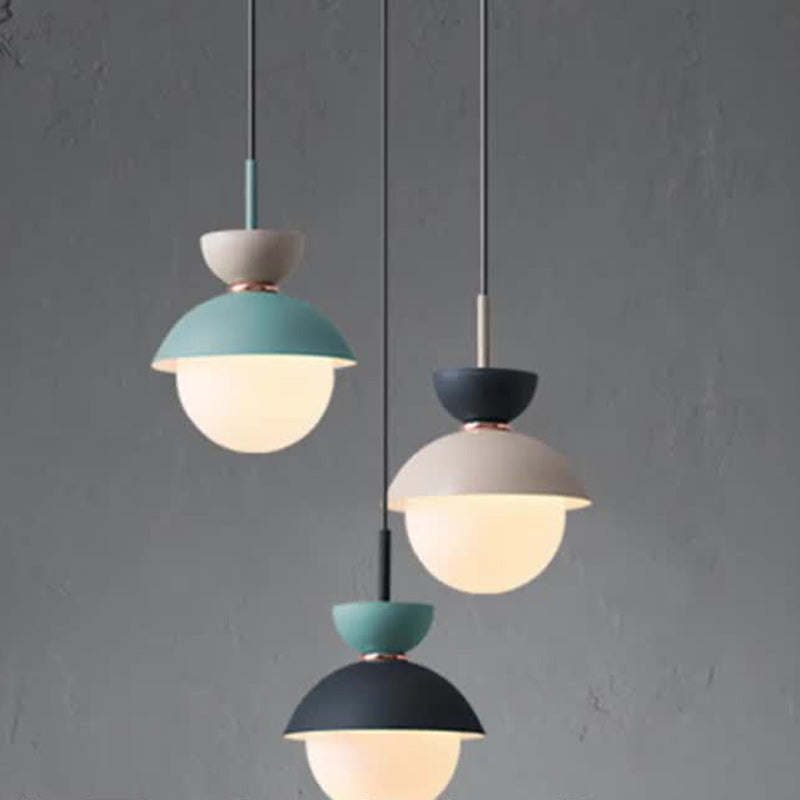 Contemporary Scandinavian Aluminum Globe Pendant Light - 1-Light Glass Shade for Dining Room