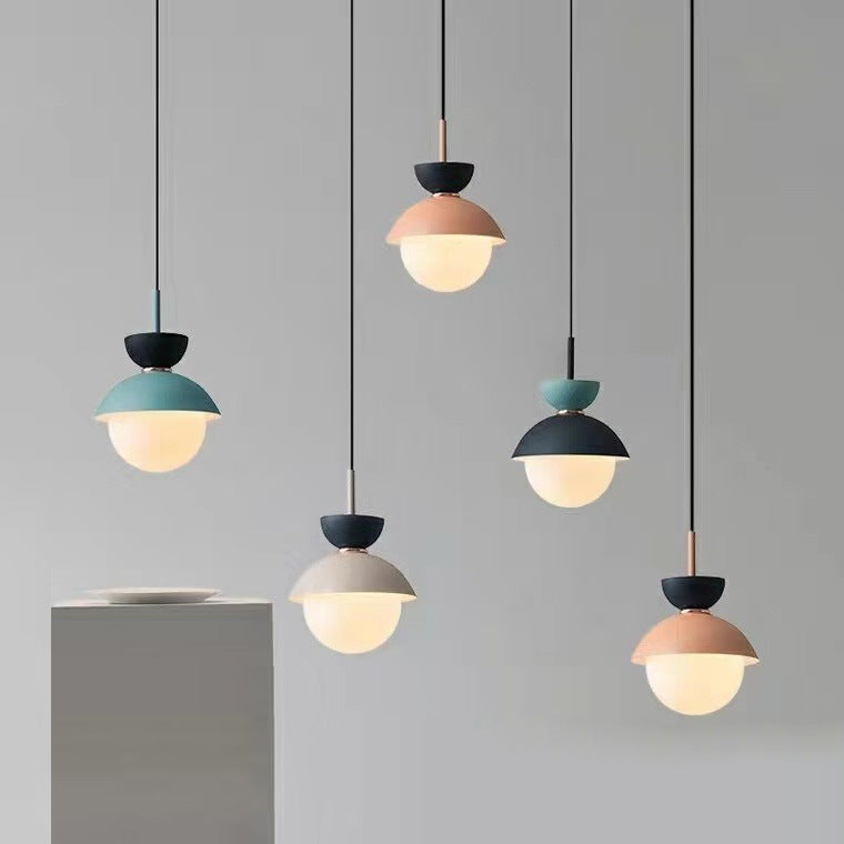Contemporary Scandinavian Aluminum Globe Pendant Light - 1-Light Glass Shade for Dining Room