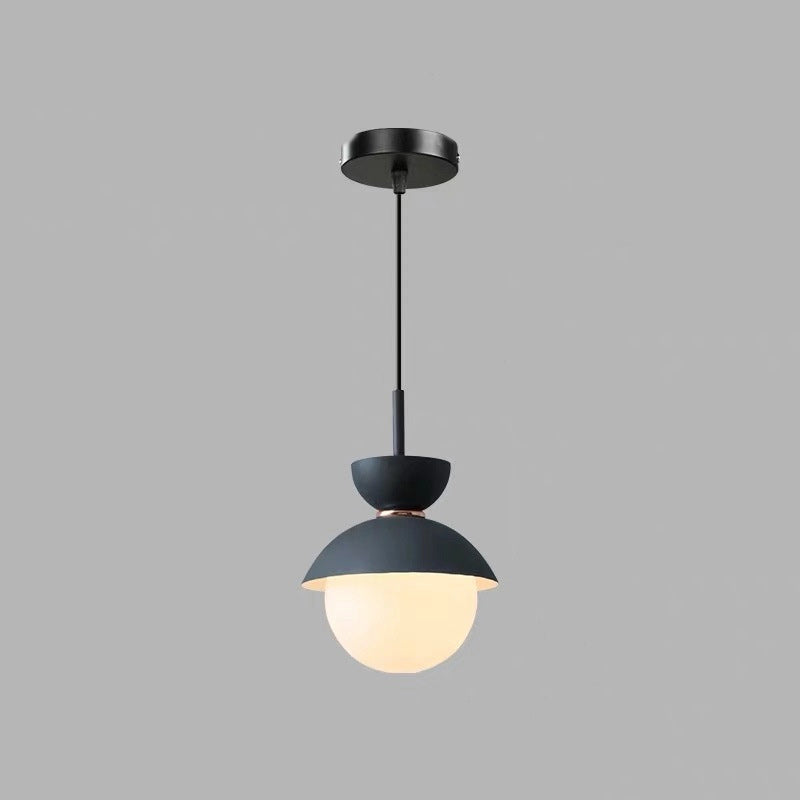 Contemporary Scandinavian Aluminum Globe Pendant Light - 1-Light Glass Shade for Dining Room
