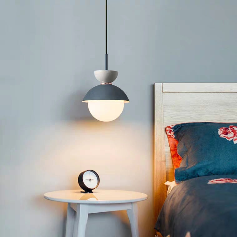 Contemporary Scandinavian Aluminum Globe Pendant Light - 1-Light Glass Shade for Dining Room