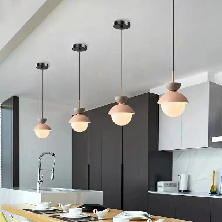 Contemporary Scandinavian Aluminum Globe Pendant Light - 1-Light Glass Shade for Dining Room