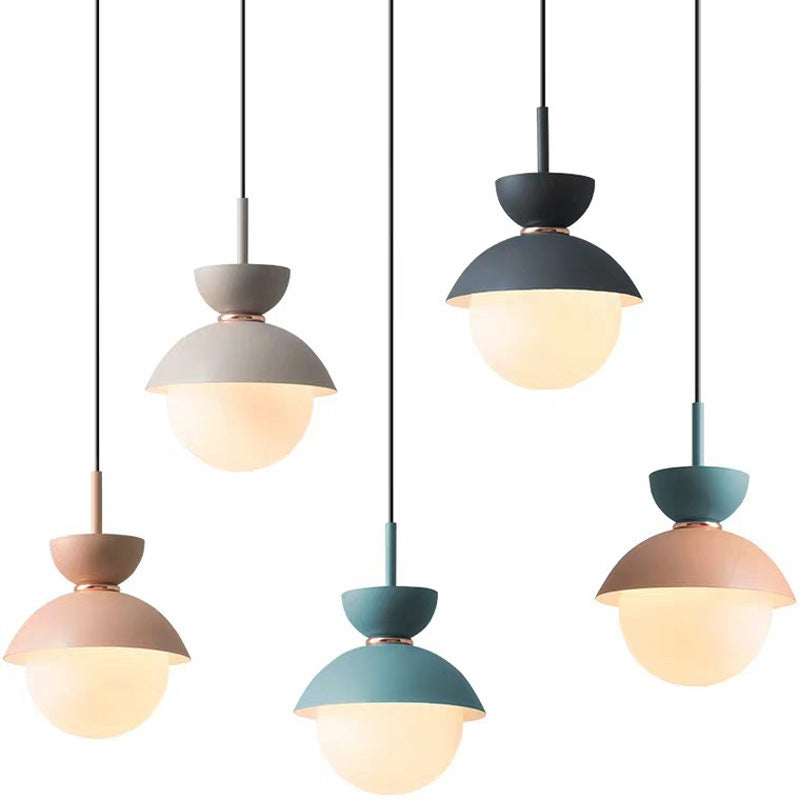 Contemporary Scandinavian Aluminum Globe Pendant Light - 1-Light Glass Shade for Dining Room