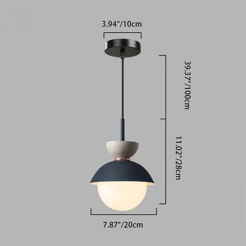 Contemporary Scandinavian Aluminum Globe Pendant Light - 1-Light Glass Shade for Dining Room