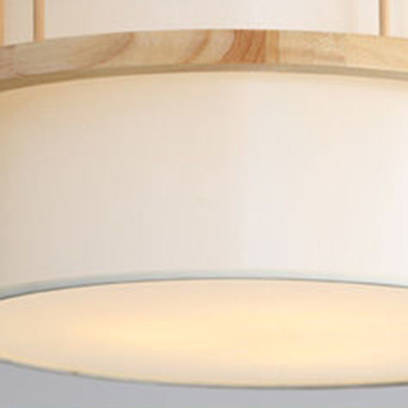 Traditional Japanese Wood Fabric Chandelier - 1/4-Light Dining Room Fixture
