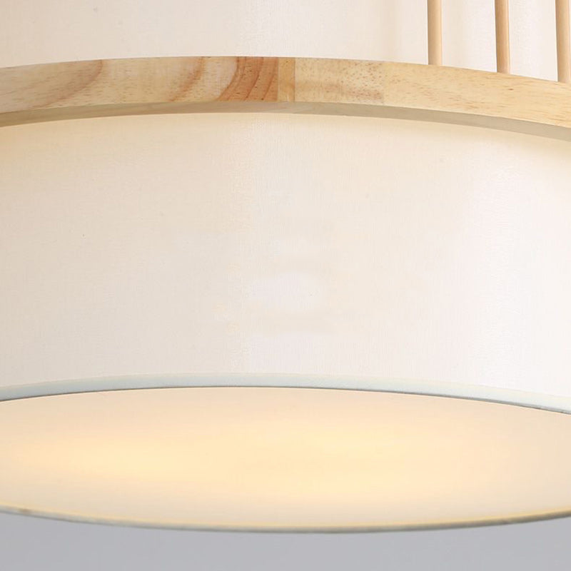 Traditional Japanese Wood Fabric Chandelier - 1/4-Light Dining Room Fixture