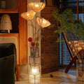 Traditional Japanese Rattan Weaving Square Shade Floor Lamp - 1-Light Standing Fixture for Living Room
