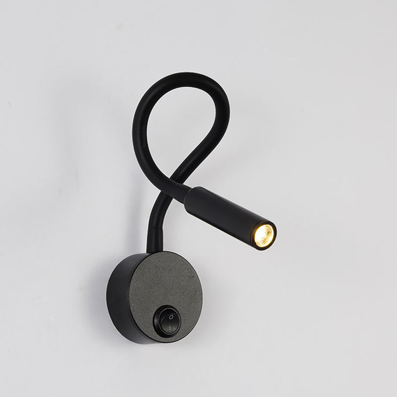 Modern Minimalist Iron LED Wall Sconce with Flexible Hose for Bedroom Reading Light