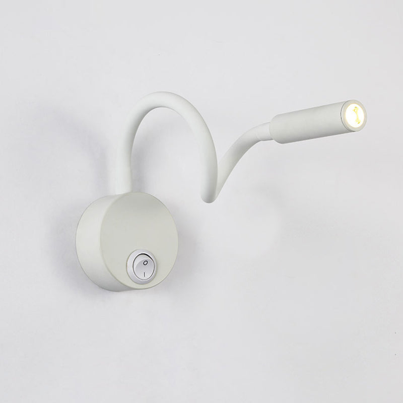 Modern Minimalist Iron LED Wall Sconce with Flexible Hose for Bedroom Reading Light