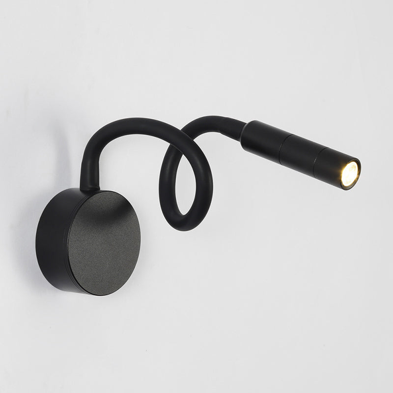 Modern Minimalist Iron LED Wall Sconce with Flexible Hose for Bedroom Reading Light