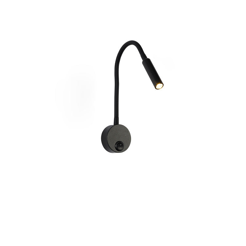Modern Minimalist Iron LED Wall Sconce with Flexible Hose for Bedroom Reading Light