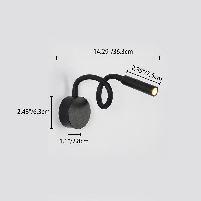 Modern Minimalist Iron LED Wall Sconce with Flexible Hose for Bedroom Reading Light