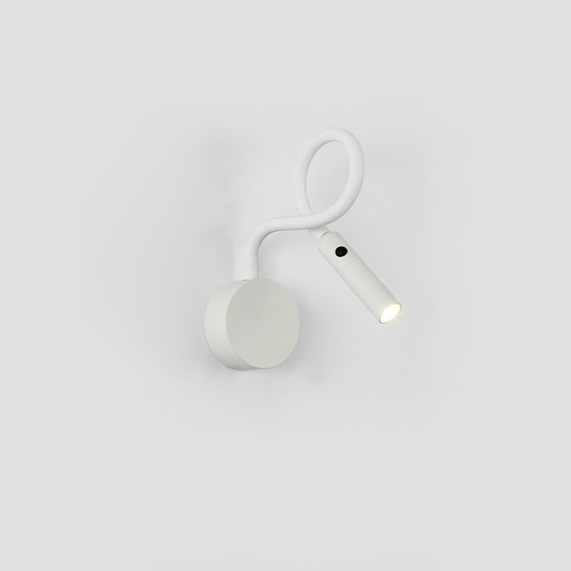 Modern Minimalist Iron LED Wall Sconce with Flexible Hose for Bedroom Reading Light