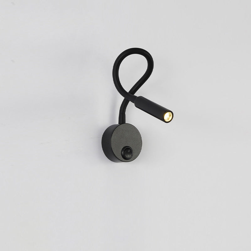 Modern Minimalist Iron LED Wall Sconce with Flexible Hose for Bedroom Reading Light