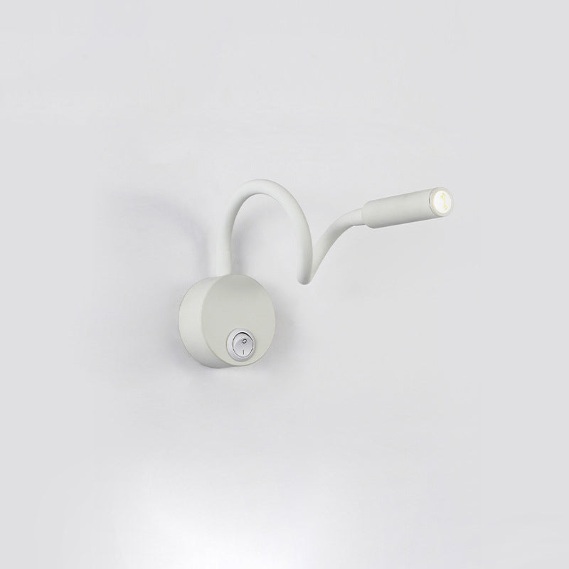 Modern Minimalist Iron LED Wall Sconce with Flexible Hose for Bedroom Reading Light