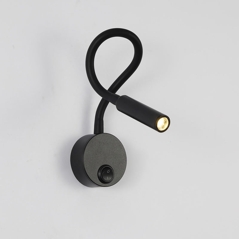 Modern Minimalist Iron LED Wall Sconce with Flexible Hose for Bedroom Reading Light