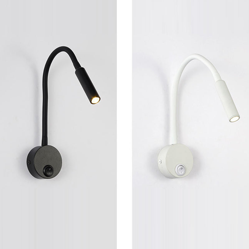 Modern Minimalist Iron LED Wall Sconce with Flexible Hose for Bedroom Reading Light