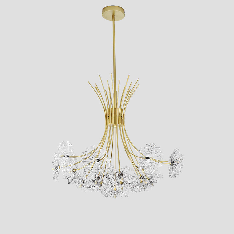 Contemporary Luxury Dandelion Crystal Chandelier - 13/19-Light Iron Frame for Living Room